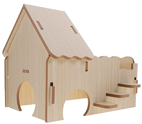 PERSELOSO Maison en Bois pour Cochons d'Inde Cage Cachette Multifonctionnelle Bois Naturel Grosse Taille pour Petits Animaux Nid Sécurisé Intérieur Cochon d'Inde