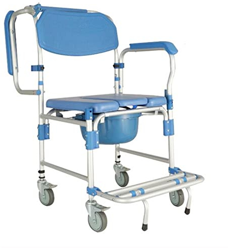 Fauteuil Roulant Percé - Chaise De Toilette Portable - Chaise De Douche À Roulettes - Avec Siège Rembourré, Accoudoirs Mobiles Et Pédale Pliable - Chaises Percées De Chevet Pour Faciliter Le Transfer
