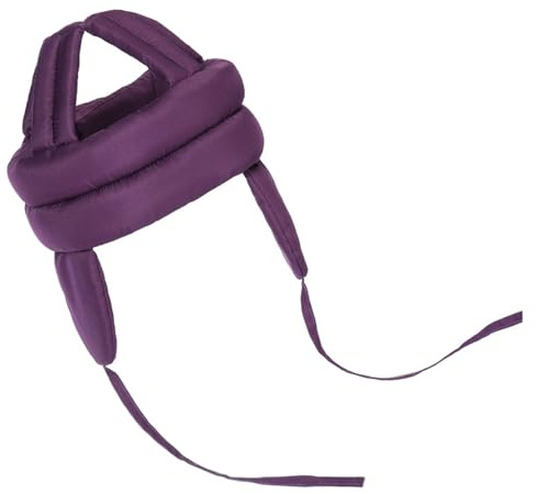 Elderly Fall Protection Helmet Hat, Soft Thick Protective Helmet for Youth Adults with Adjustable Chin Strap for Older (Purple with Earmuff)