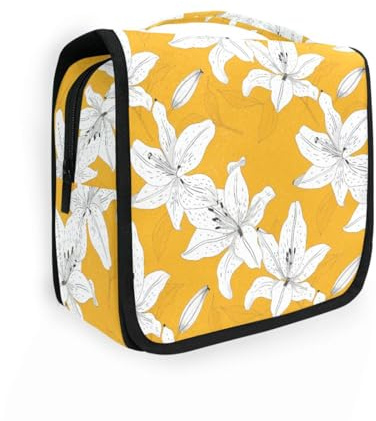 Sac de voyage à suspendre avec crochet de suspension Motif lys Blanc