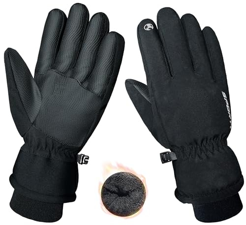ehsbuy Gants Hiver Homme Imperméables Thermiques Écran Tactile Gants de Ski Anti-Glisse Chauds pour Cyclisme Randonnée Snowboard Moto Sports de Plein Air (Black, L)