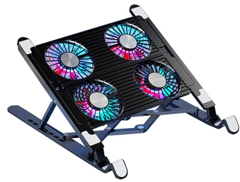 NONGYU Almohadilla de refrigeración LED para laptop, enfriadores de laptop, soporte de refrigeración con ventilador de refrigeración silencioso, soporte plegable para laptop, bajo consumo de energía