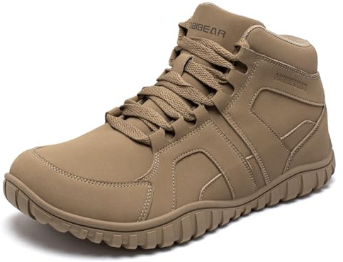 HOBIBEAR Botas Descalzas para Hombre y Mujer con Puntera Ancha, Botines Cálidos Resistentes al Agua, Zapatillas de Tobillo para Invierno y Exteriores, Brown, 36.5 EU