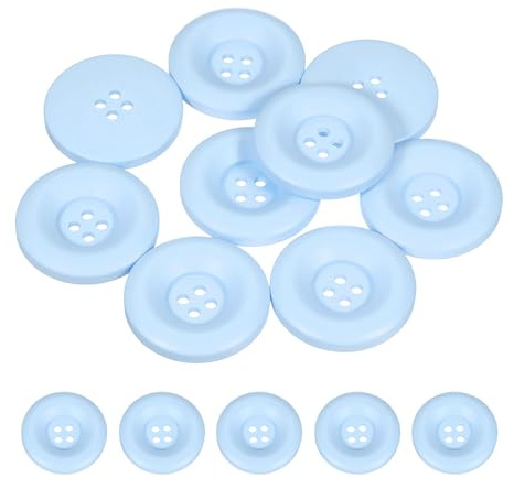 sourcing map Nähknöpfe, 30 mm, 4 Löcher, Kunstharz, rund, Hellblau, 10 Stück | Verdickte Ersatzknöpfe für Kleidung, DIY, Basteln, Dekoration