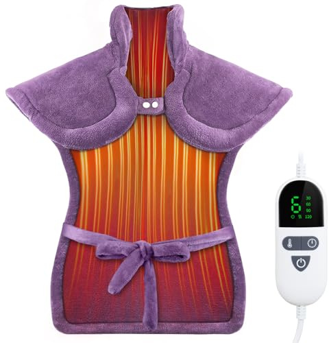 Heating Pad for Neck and Shoulders and Back, Pain Relief Electric Heating Pad Large Size 24”X33” with 4 Timers, 6 Heat Levels, Auto-Off, Mothers Day & Birthday Gifts for Women Mom Wife Grandma, Purple