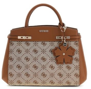 GUESS borsetta borsa a tracolla Melinda Logo Tri Compartment Satchel Latte Logo marrone