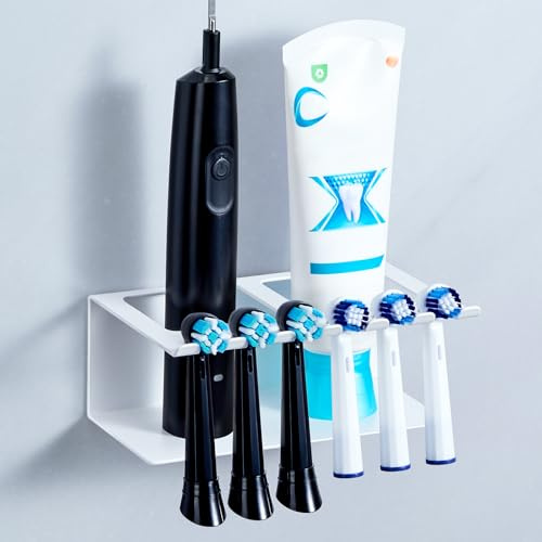 Zahnbürstenhalter Wand, Zahnbürstenhalter Elektrische Zahnbürste Halterung Ohne Bohren, Zahnbürstenkopf Halter Aufsteckbürsten Halter, Zahnpasta Halterung Zahnbürstenköpfe (Weiß, Klein)