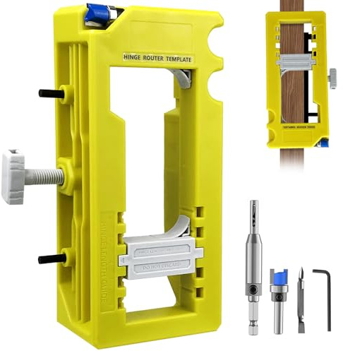 Plastic Door Hinge Jig, Door Hinge Jig for Router, Door Hinge Mortise Installation Kit Template Fits 3”to 5” Length and 1/4‑5/8in Radius Door Lock Jig, Adjustable Hinge Router Template Jig for Woodwor