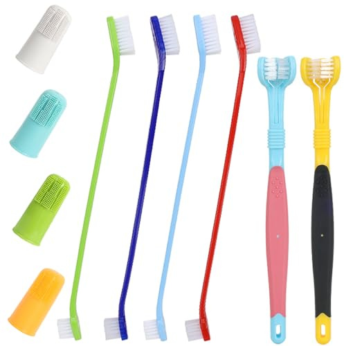 Hundezahnbürsten-Set, 360-Grad-Zahnbürste, Finger-Gummi-Zahnbürste, Multi-Winkel-Zahnreinigungsbürsten für Hunde und Katzen, Mundgesundheit