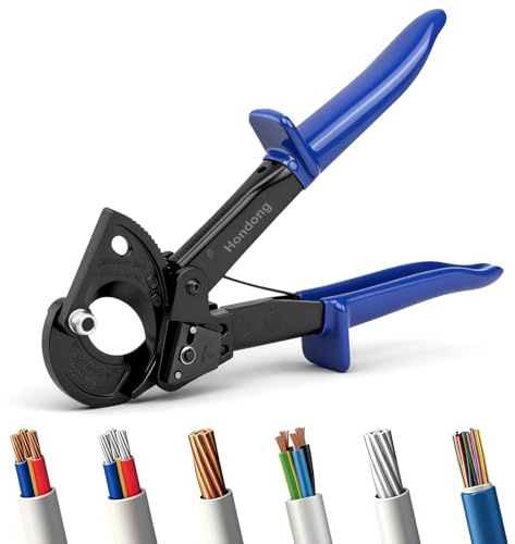 Ratchet Cutter,Ratchet Cable Cutters, Ratcheting Wire Cable Cutters Cut up to 240mm², Aluminum Copper Cable Cutter with Ergonomic Finger Handle and Safety Lock, HS325A Heavy Duty Electrician Tool