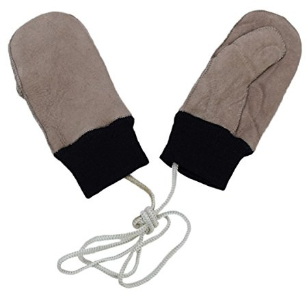 Sonia Originelli Kinder Fausthandschuh Leder Band Schaf Lammfell Strick