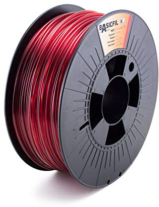 BASICFIL PETG (3D Drucker Filament), 2.85mm, 1kg, Transparentes Rot (Transparent Red)