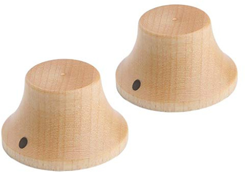 Dopro Holzknöpfe, für LP/Strat Stil, Glockenknöpfe für Gitarre/Bass/Hut, Holzknopf mit Indikator Punkt, 5 verschiedene Holzarten Pack of 2 Maple Wood