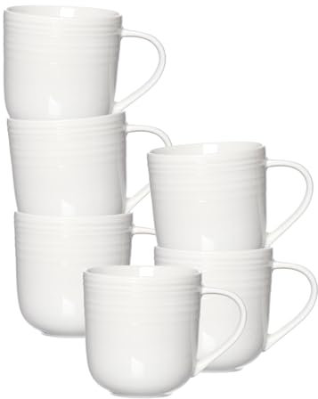 Ritzenhoff & Breker Levi Kaffeebecher 6er Set, 400 ml, Henkelbecher mit feinem Rillenrelief, Skandinavisches Design, Porzellan, Weiß