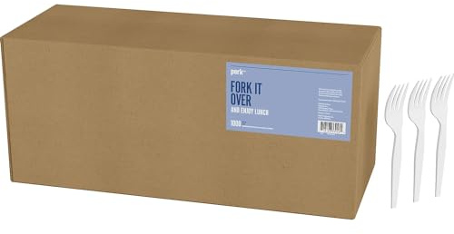 Perk Medium‑Weight Plastic Forks, 1,000 Count Bulk Disposable Forks for Everyday Meals, Parties & Events, White