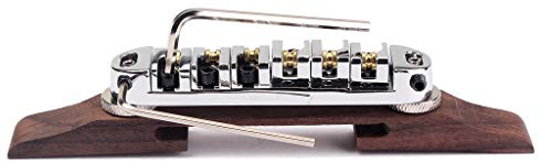 Alnicov Chrome Plated Guitar Roller Saddles Rosewood Bridge Set For Jazz Guitar