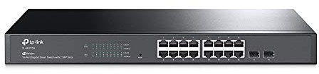 TP-Link TL-SG2218 16-Port Gigabit Managed Netzwerk LAN Switch mit 2 SFP-Slots (19 Zoll Rack-Montage, Zentrales Cloud-Management, Omada-SDN, IPv6, QoS, IGMP, LAN) schwarz,Geschäfts-Netzwerk