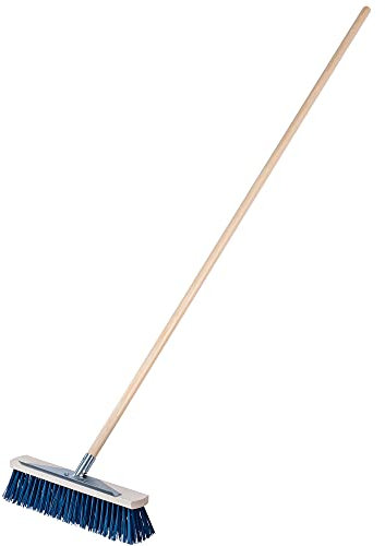 KADAX Straßenbesen mit Kratzkante, 2 in 1 Besen zum Fegen von Straßen, Industriebesen mit langem Stiel aus Holz, Saalbesen aus Kunststoff (40 cm)
