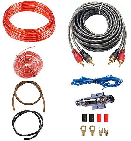 EIMZU Kabelset für Autoverstärker, 15 Stück Subwoofer Kabel Set, Verstärker Endstufe Kabel, Installations-Set Verstärker Auto, KFZ Verstärker Kabelsatz Anschluss Set 1000W, 8GA