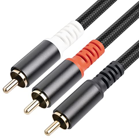 REXUS Cavo audio RCA maschio a 2 maschio 2 m (2 metri), cavo splitter audio stereo RCA audio Hi-Fi suono placcato oro guscio in rame intrecciato (RCA_M2MM20)