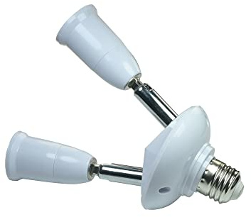 YCSSSD 2 in 1 E26/ E27 Light Socket Splitter Adapter, Standard Base LED Bulb Converter, 360 Degrees Adjustable 180 Degree Bendable Light Bulb Socket Outlet Adapter.