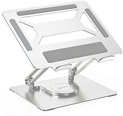 BoYata Laptop Stand for Desk, Adjustable Computer Stand with 360° Rotating Base, Ergonomic Foldable Laptop Riser Holder for Collaborative Work, Compatible with All MacBook Pro/Air, Notebook up to 17