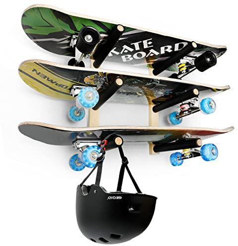 BEARUT Skateboard und Longboard Aufbewahrungsregal, Trifecta Wandhalterung, Haus und Garage Organizer