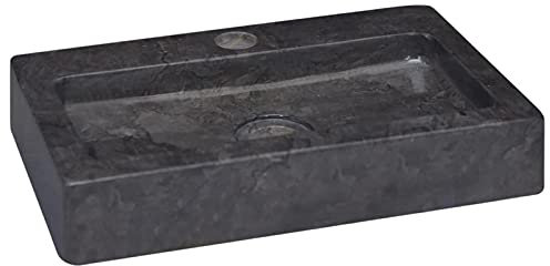 Lavabo mármol negro 38x24x6,5 cm, JUNZAI Fregadero, Lavabo Baño, Lavamanos Baño, Lavatorio Casa De Banho, Mueble Lavabo Sobre Encimera