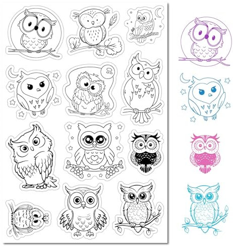 craspire Süße Eule, Transparenter Gummistempel, Vintage-Cartoon-Vögel, Mond, Transparente Silikon-Siegel, Stempel Für Journaling, Kartenherstellung, DIY, Scrapbooking, Handgefertigtes Fotoalbum