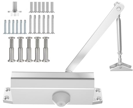 BOZXYE Door Closer, Residential Grade 3 Hydraulic Silent Automatic Door Closer for Home and Commercial, Easy Installation with Manual and Screws - Aluminum (Door Weight 55~99 lb)