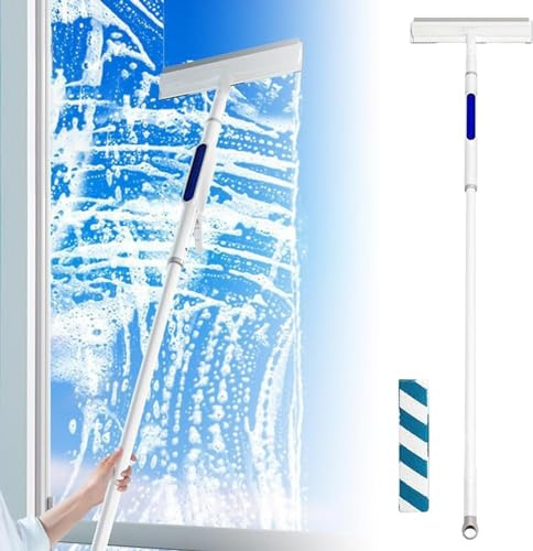 Limpiador de ventanas con pulverizador de doble cara, 3 en 1, limpiador de ventanas con almohadillas de microfibra, kit profesional de limpieza de ventanas para ducha, baño, espejo, limpieza de