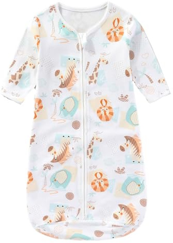 BRONG Baby Sommerschlafsack Tragbare Decke Baumwolle Lange Ärmel Schlafsack 0.5 Tog Reißverschluss Kleinkind Schlafsack für 12–18 Monate