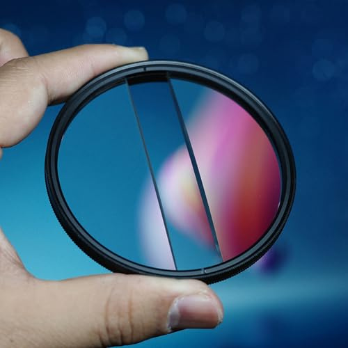 49mm Double Half Moon Special Effects Filter Center Split Diopter Lens for Photography SLR Camera Accessories, Glass Split Diopter Filter with MRC Coating, Creates Blurre