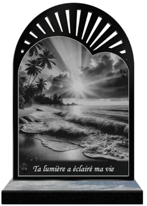 ETERNEL - Personalisierte Grabplatte Sonnenstrahlen - Petanque Foto und personalisierbarer Text, lasergravierte Grabplatte für Hommage, Grabplatte, Bestattung, Zeremonie