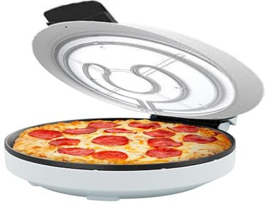Kindevieft Forno per Pizza, Macchina per Pizza Elettrica da Banco da 1800 W con Piastre di Cottura Antiaderenti da 12, Prepara Pizza, Quesadillas, Frittate E Altro Ancora, con Spie Luminose