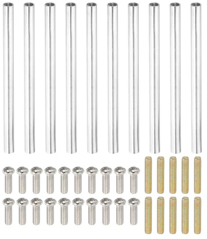 PATIKIL 75mm (3) Runde Hülsenmutter Kupplungsmuttern-Set, M4 Gewindehülse Stangen-Hardware mit vollständigem Gewindestab-Schrauben für Lampenmodell-Möbel-DIY-Reparaturteil