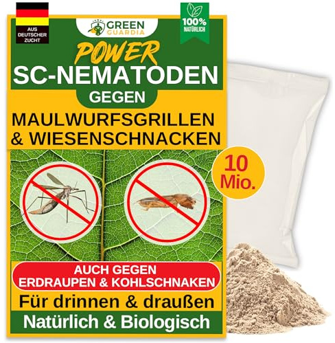 GREEN GUARDIA Nematodi Super SC contro talpe, spuntini da prato e fuochi – 10 milioni (20 m²) – Agente biologico per il controllo efficace delle talpe, senza sostanze chimiche