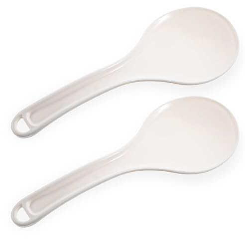 2 Pcs Plastic Rice Paddle, White Non-Stick Rice Spoon Spatula for Kitchen 8.5 Inch Restaurant Cooking Utensil Multicooker (White)