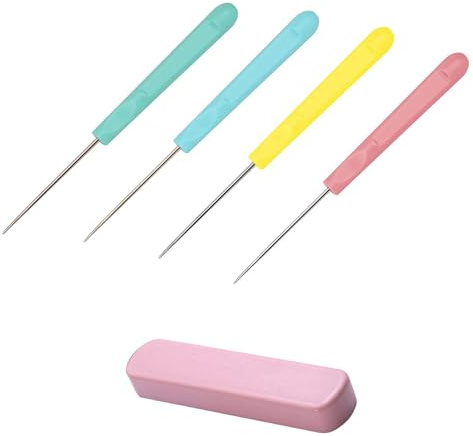 4 Pcs Hand Craft DIY Tool Set Plastics Handle Scratch Awl Sewing Awl Tool for Sewing, DIY Handicrafts