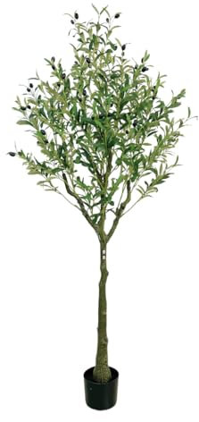 Buxibo Olivenbaum 1,8 Meter – 1224 Blätter – 68 Früchte – Kunstpflanze – Grün