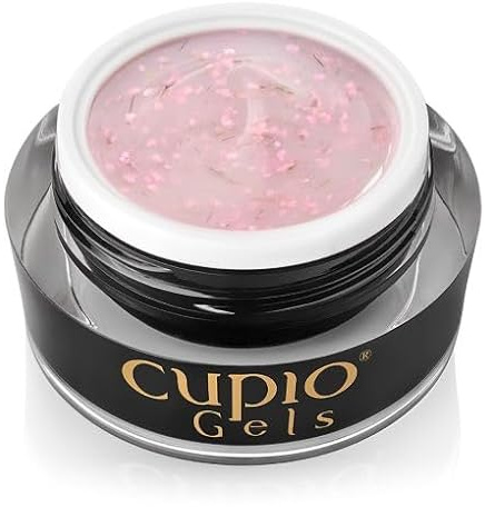 Cupio Special Flowers Builder Gel Nude For You 15 g – självnivellerande uppbyggnadsgel med blommor – No-File Gel i Nude/Rosa för naturlig nagelförstärkning, fransk och korta förlängningar