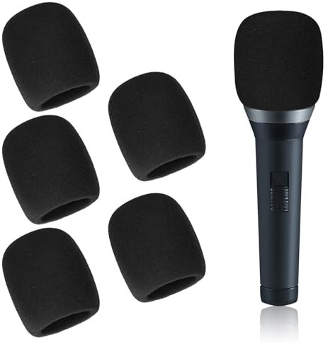 5 Stück Mikrofon Windschutz Mikrofonabdeckung Mic Foam Cover Handmikrofon Schaumstoff Windschutz Wiederverwendbar Verdickte Waschbare für Ktv Bühnenperformance Familienfeier