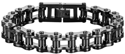 LAFATINA Men's Bicycle Bike Rocker Link Manly Motorcycle Chain Bracelet Stainless Steel 12MM Wide Bangle