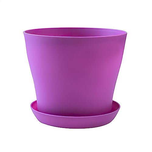 Vaso per fiori rotondo, in tinta unita, semplice, per piante grasse, per la casa, il balcone, il giardino, la decorazione, l'esterno, il tavolo decorativo per interni ed esterni (viola,