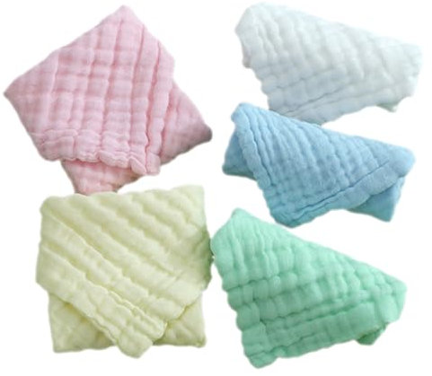 JOINPAYA 5piezas Toallitas De Muselina Algodón Toallitas Absorbentes Para Lavar La Cara Gasas Para Bebes Toalla De Cara Recién Nacido