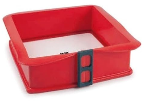 levitantes Molde desmontable de silicona cuadrado 25x25 cm con base de cristal, ideal para hornear, desmoldar y presentaciones de repostería.
