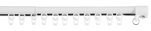Rotaia per Tenda Estensibile di Facile Installazione a Soffitto, Rotaia Regolabile con Terminali in Metallo Resistente e Durevole, Guide Decorative CINTACOR, Bianco, 120-210 cm