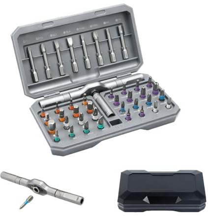 Ruaizel 42 in 1 Magnetisches Schraubendreher-Set, Ratschen-Schraubendreher-Set mit Aufbewahrungskoffer für Männermöbel, Computer, Fahrrad und DIY Freie Kombination