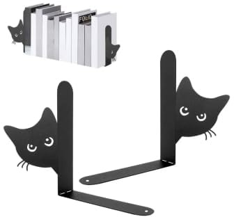 Buchstütze aus Metall,2 Stück Kreativität Katze Bücherstütze, Buchstützen Metall Bücherhalter Bookends für Regal Book Holder Schule Büro und Zuhause 15×4×18 cm