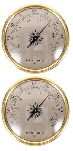 Gatuida 2 termometri per interni ed esterni: termometro con quadrante meteorologico - indicatore di temperatura rotondo decorativo - per stazione meteorologica da tavolo, da parete, per auto, da
